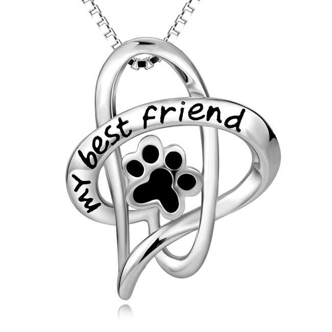 My Best Friend-Interlocking Love Heart Dog Foot Necklace Gift For Friends Birthday