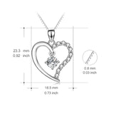 925 Sterling Silver Love Heart Crystal Pendant Lucky Necklace