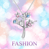925 Sterling Silver Good Luck Birthstones Tree Necklace