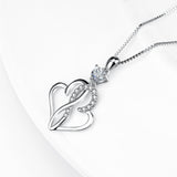 925 Sterling Silver Interwined Heart Jewelry Necklace
