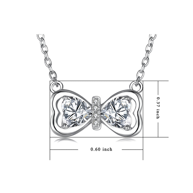 925 Sterling Silver Lovely Bow Knot Fashion Necklace