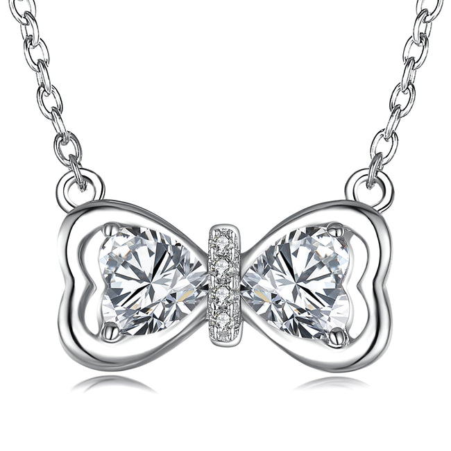 925 Sterling Silver Lovely Bow Knot Fashion Necklace