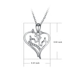 925 Sterling Silver Heart Animal Fine Jewels Pendant Necklace