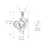 925 Sterling Silver SeaHorse Dolphin Love Heart Fine Jewels Necklace