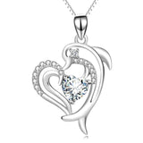 925 Sterling Silver SeaHorse Dolphin Love Heart Fine Jewels Necklace