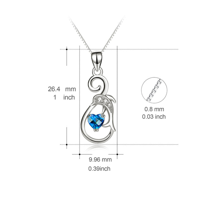 925 Sterling Silver Musical Note Dolphin Ocean Heart Pendant With Chain Necklace