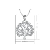 925 Sterling Silver Lucky Tree Jewels Charm Pendant Adjustable Chain Necklace