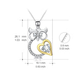 925 Sterling Silver Super Lovely Owl Love Heart Necklace