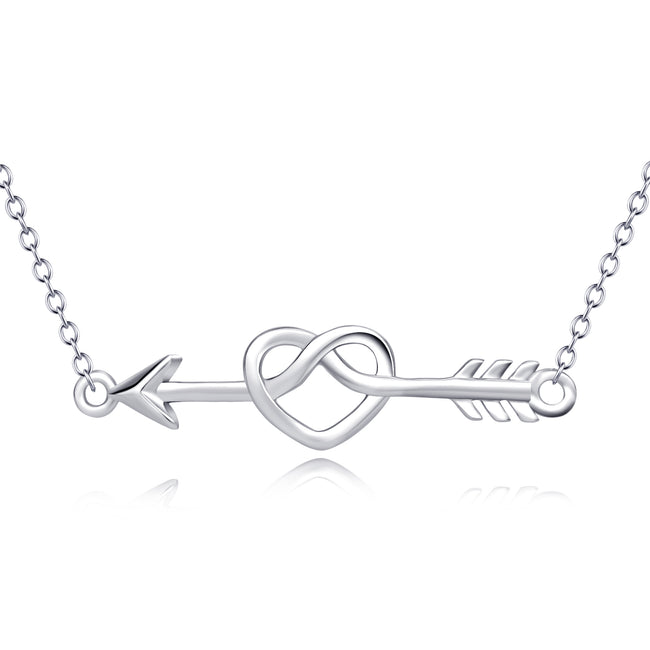 925 Sterling Silver Love Heart Arrow Necklace