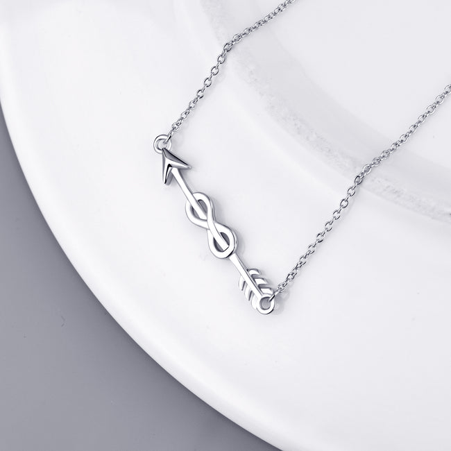 925 Sterling Silver Simple Infinity Arrow Necklace