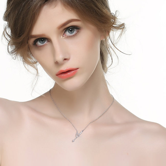 925 Sterling Silver Cupid arrow Love Heart Jewelry Necklace For Women Girls Friends