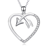 925 Sterling Silver Cupid Arrow Love Heart Lucky Necklace