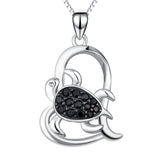 925 Sterling Silver Turtle Love Heart Pendant Necklace