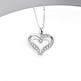 925 Sterling Silver Charm Double Love Heart Pendant Necklace