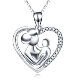 925 Sterling Silver Mother Baby Jewel Necklace Gift For Mom Mother's Day