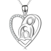 Great Love-925 Sterling Silver Mother Love Baby Heart Pendant Necklace