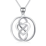 925 Sterling Silver Round Interwined Heart Necklace