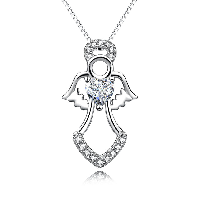 925 Sterling Silver Angel Wings Jewelry Necklace
