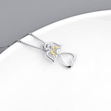 925 Sterling Silver Angel Wings Yellow Gold Love Heart Jewelry Necklace