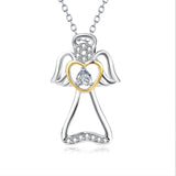 925 Sterling Silver Angel Love Heart Jewelry Necklace