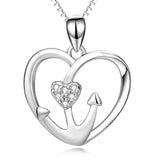 925 Sterling Silver Anchor Love Heart Lucky Pendant Necklace