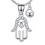925 Sterling Silver Love Heart Palm Lock Jewel Necklace