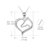 925 Sterling Silver Horse Love Heart Combined Jewels Necklace