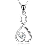 925 Sterling Silver Infinity Heart Cubic Zirconia Pendant Necklace