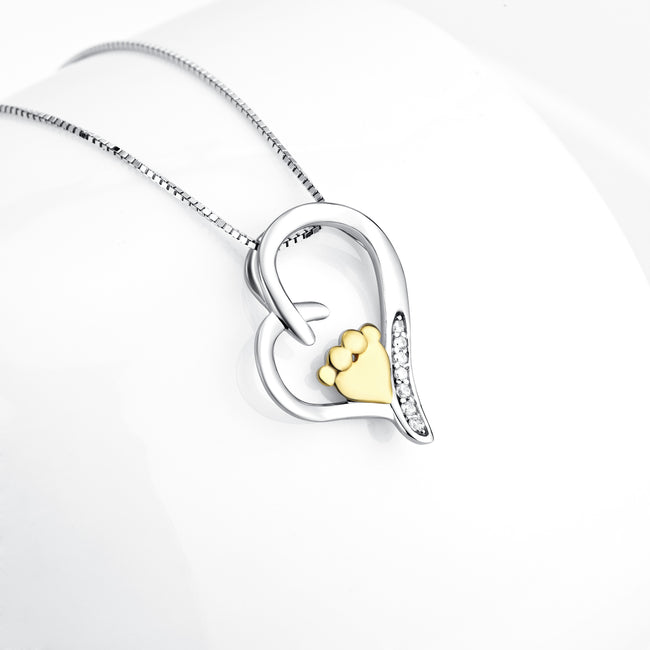 925 Sterling Silver Unique Love Heart Foot Necklace