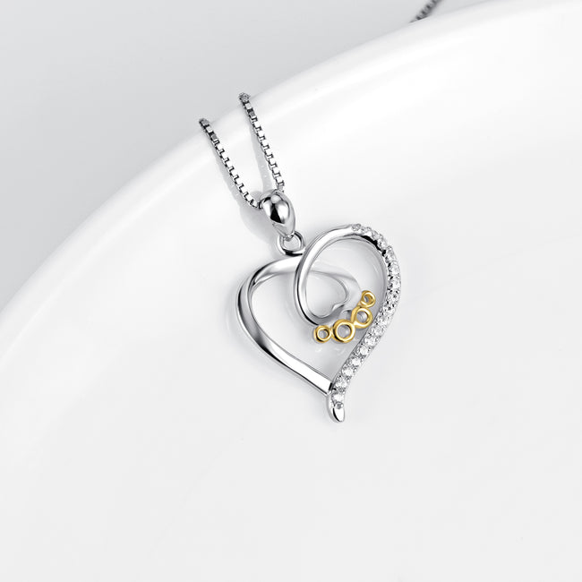 925 Sterling Silver Love Heart Foot Shape Jewelry Necklace