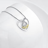 925 Sterling Silver Love Heart Dog Foot Jewel Necklace