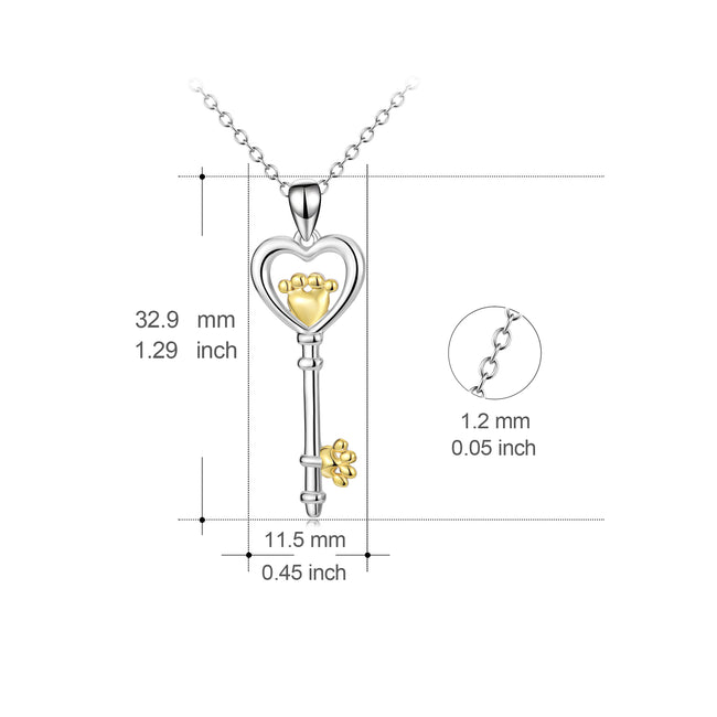 925 Sterling Silver Two-Tone Magic Stick Love Heart Small Foot Pendant Necklace