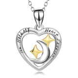 925 Sterling Silver You Hold My Heart Forever Star Crescent Necklace