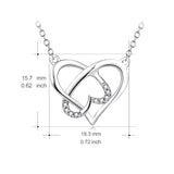 925 Sterling Silver Unique Twisted Love Heart Crystal Necklace