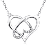 925 Sterling Silver Unique Twisted Love Heart Crystal Necklace