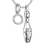 925 Sterling Silver Unique Believe Double Ring Hammer Shape Necklace