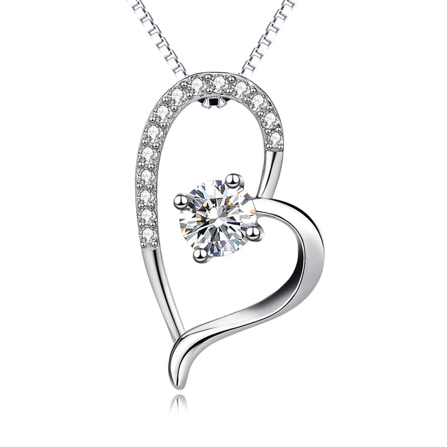 925 Sterling Silver Irregular Love Heart Jewelry Necklace