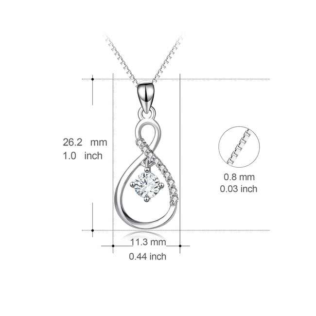 925 Sterling Silver Special Infinity Crystal Fine Jewel Necklace