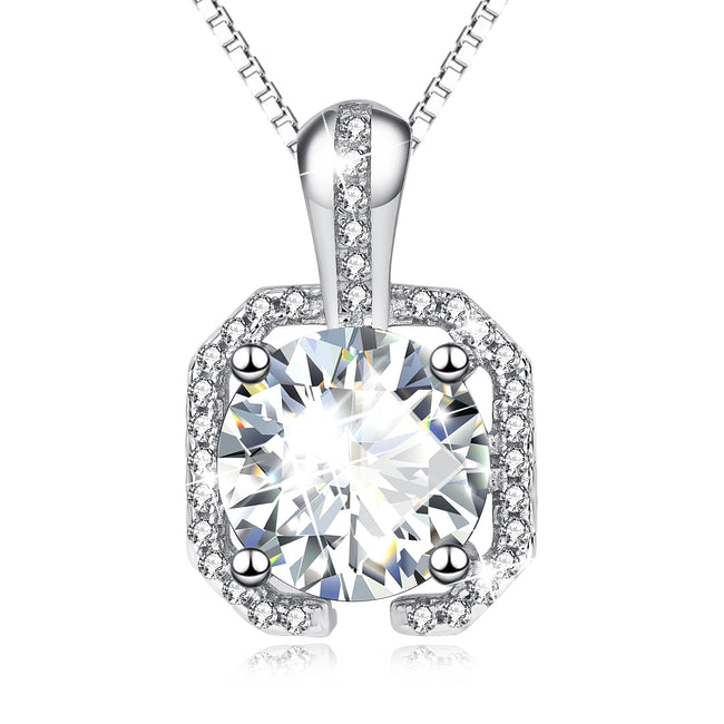 925 Sterling Silver Fashion Elegant Charm Crystal Necklace