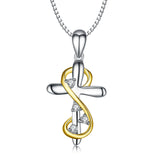 925 Sterling Silver Religious Cross Infinity Cubic Zircon Necklace