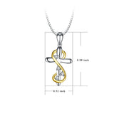 925 Sterling Silver Religious Cross Infinity Cubic Zircon Necklace
