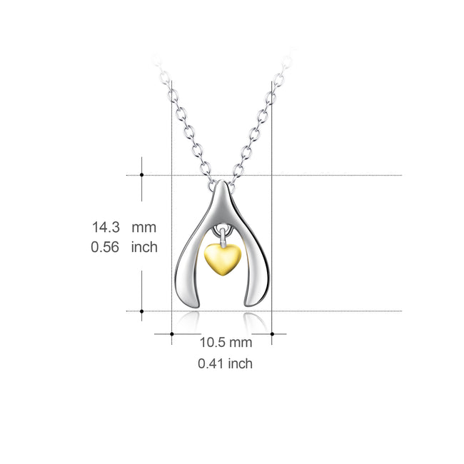925 Sterling Silver Unique Design Yellow Gold Love Heart Necklace