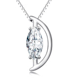 925 Sterling Silver Bow Large Crystal Charm Pendant Necklace