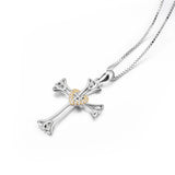925 Sterling Silver Religious Eternal Celtic Knot Cross Heart Cubic Zirconia Heart Necklace