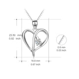 925 Sterling Silver Love Heart Crystal Pendant With Adjustable Chain Necklace
