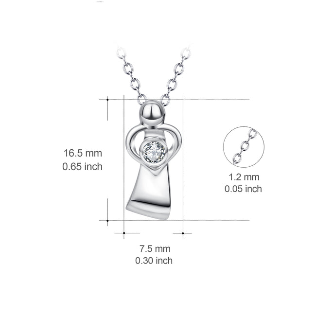 925 Sterling Silver Crystal Love Heart Handle Necklace
