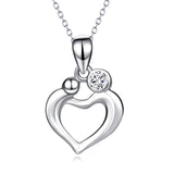 925 Sterling Silver Unique Love Heart Jewel Necklace
