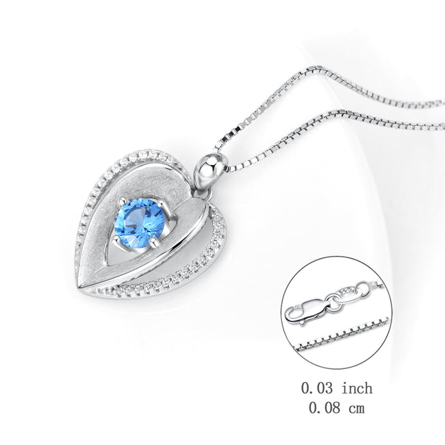 925 Sterling Silver Unique Double Love Heart Crystal Necklace For Women Girlfriend