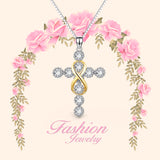 925 Sterling Silver Infinity Cross Religious Pendant Necklace