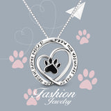 925 Sterling Silver Engraved Text Love Heart Lovely Dog Paw Pendant Necklace